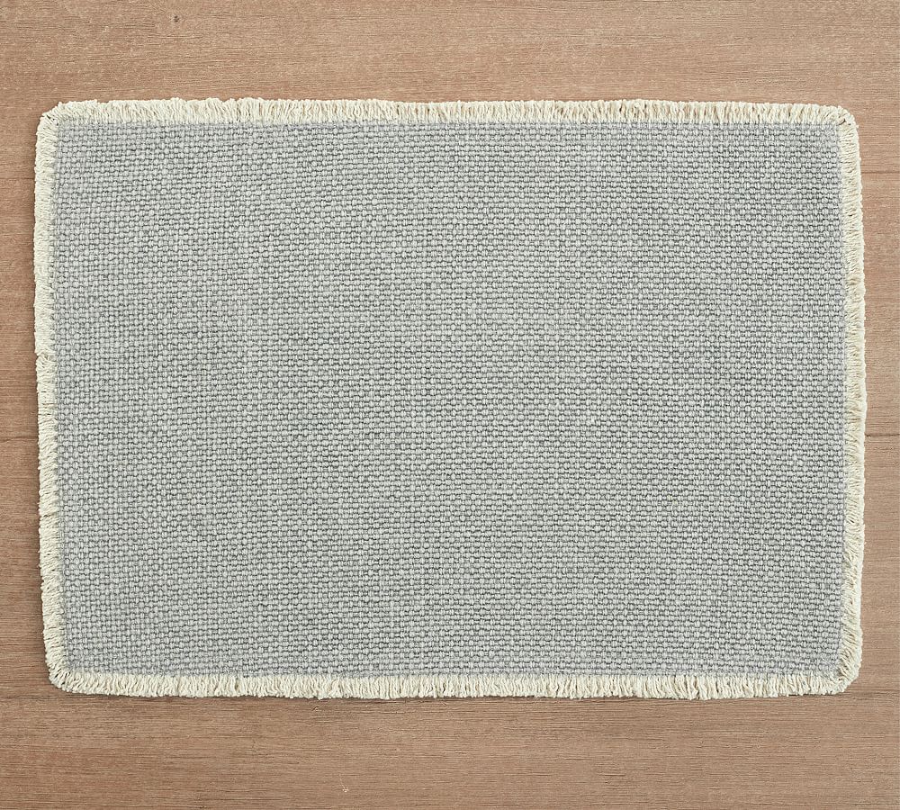 Set of 4 Mason Handwoven Cotton Fringe Placemats - Dusty Blue