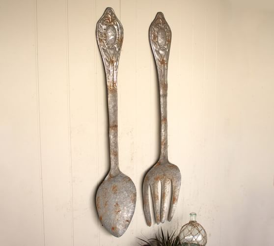 Metal Fork & Spoon Wall Decor, Set of 2 14.5" W x 60" H Pottery Barn
