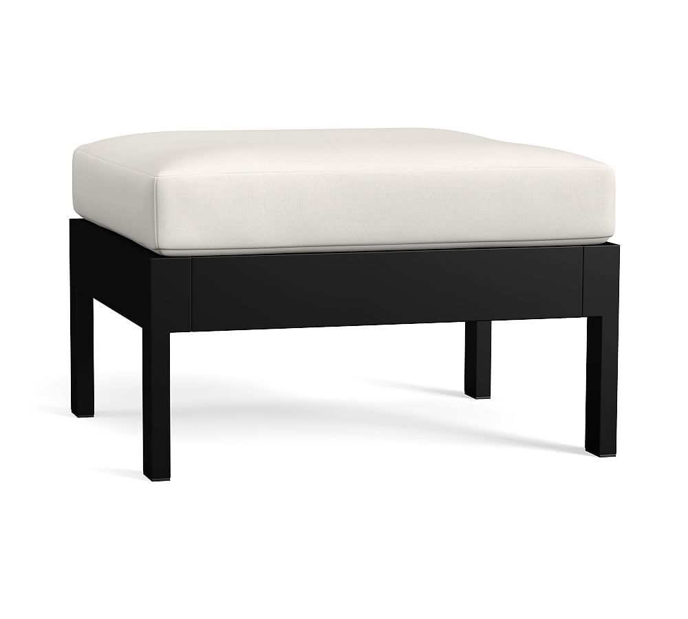 Malibu Metal Outdoor Ottoman, Black (27") | Pottery Barn