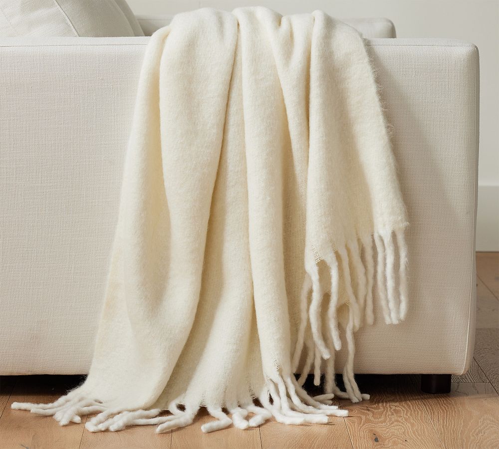 Hayes Faux Mohair Throw Blanket Pottery Barn
