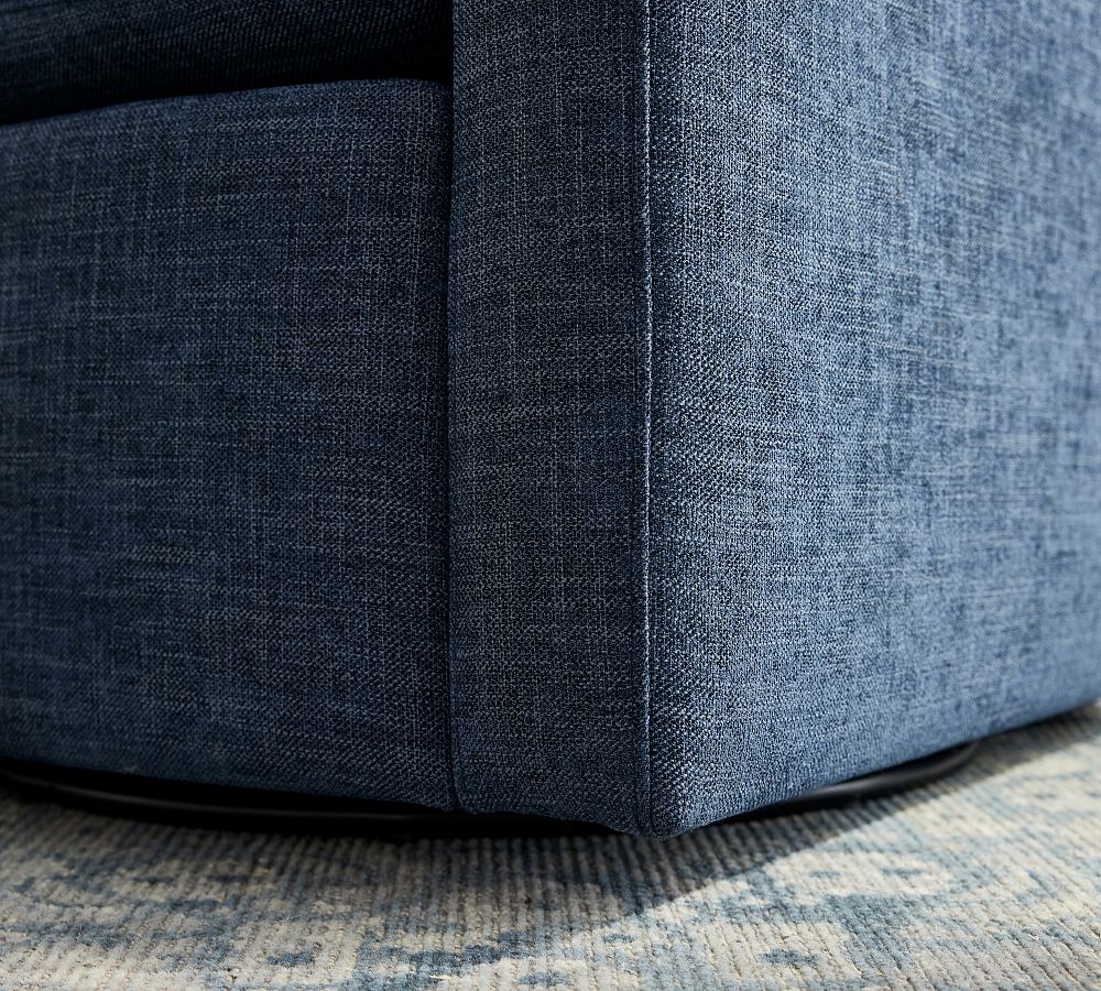 Farmhouse Upholstered Swivel Armchair | Pottery Barn