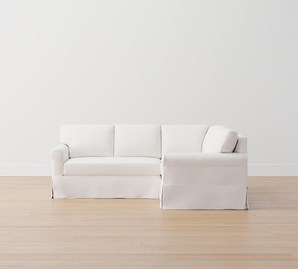 York Roll Arm Slipcovered 3-Piece Sectional (93&quot;)