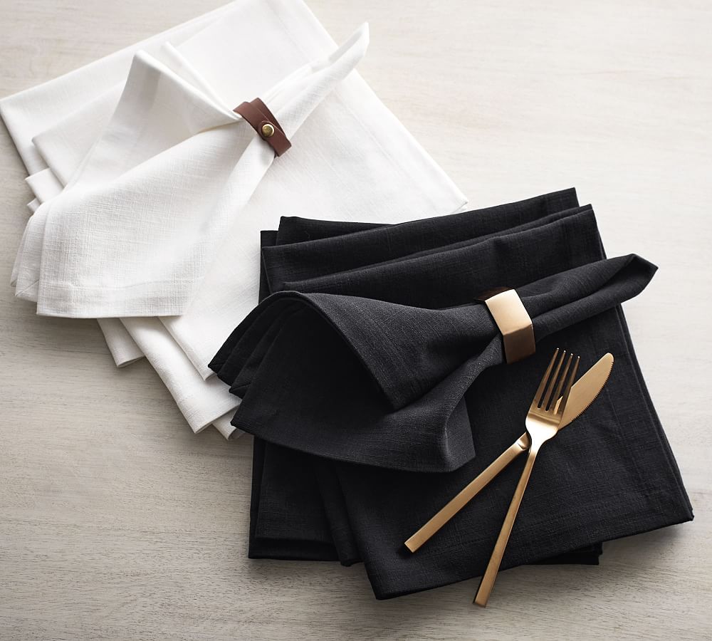 Cloth Napkins Set of 12 Navy Cotton Dinner Napkins Hemstitch Linen