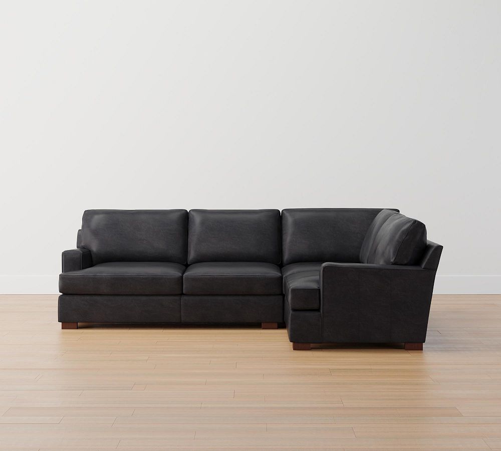 Townsend Square Arm Leather 3-Piece Sectional