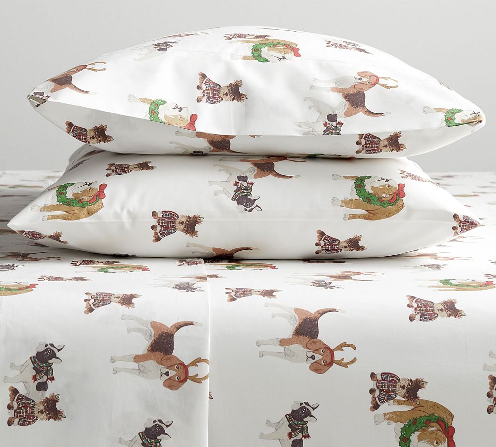 Festive Dog Organic Cotton Pillowcases - Set of 2