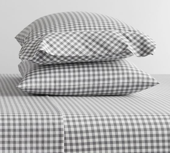 Gingham Check Organic Percale Pillowcases - Set of 2 | Pottery Barn