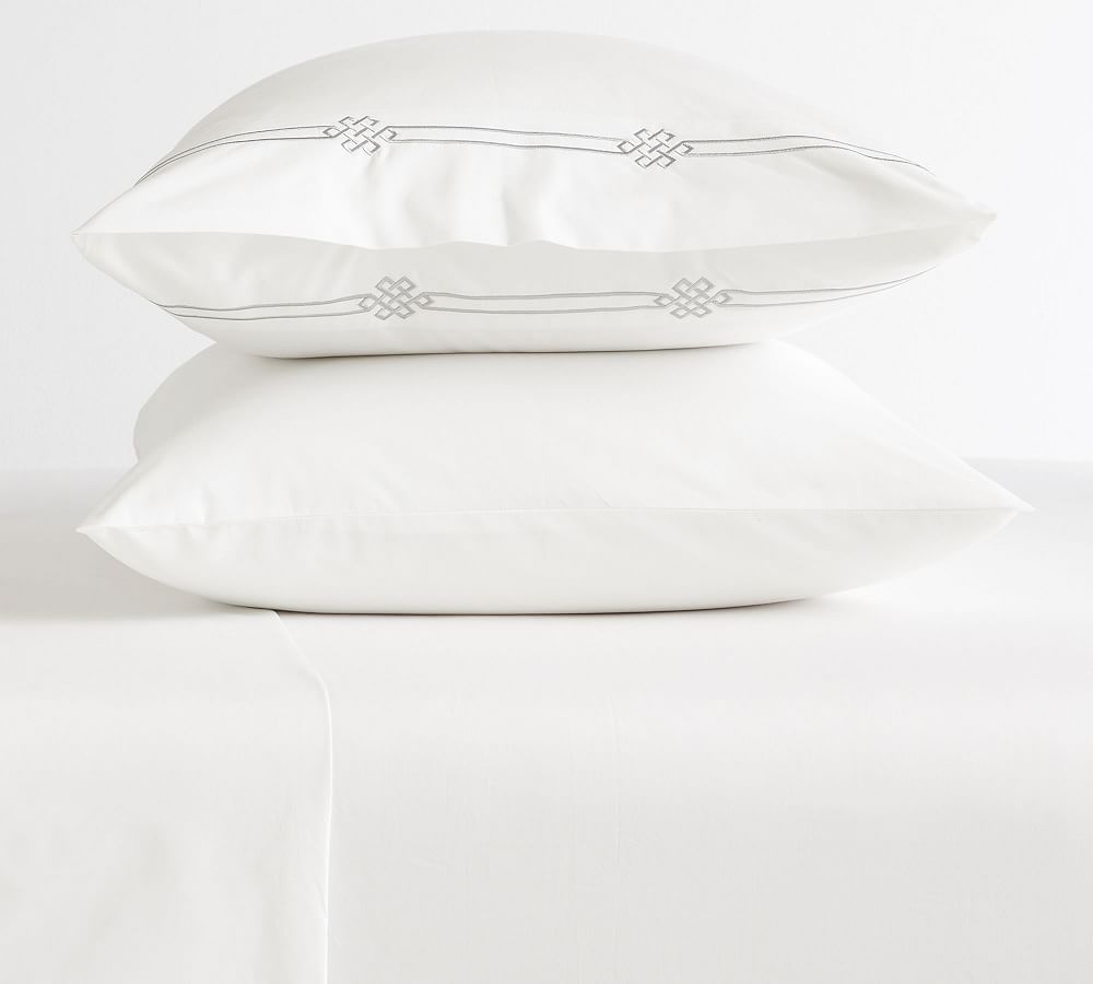 Emilia Embroidered Organic Percale Pillowcases - Set of 2