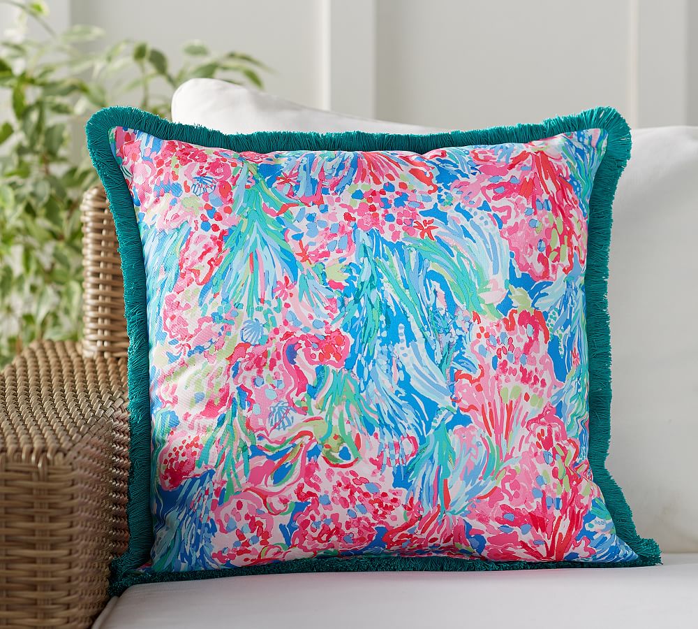 Lilly Pulitzer Fan Sea Pants Printed Outdoor Pillow