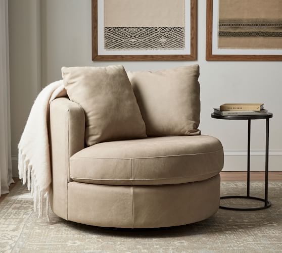 Pottery barn swivel online chair leather