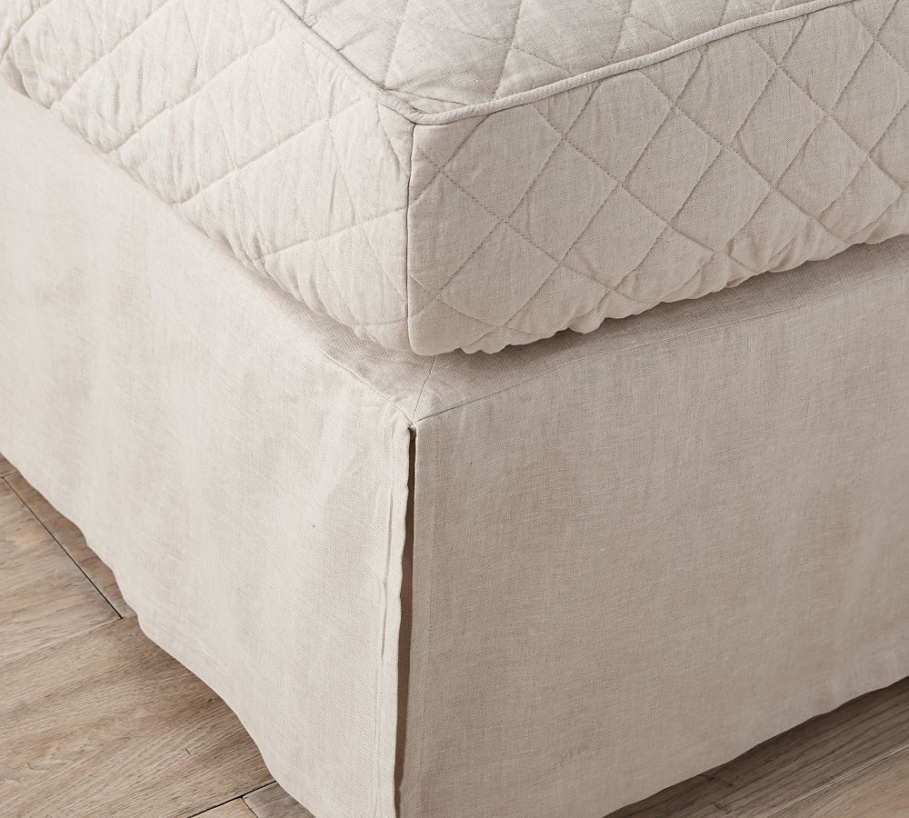 Natural Linen Daybed Slipcover, Upholstered Daybed fitted mattress cover in  white, linen.