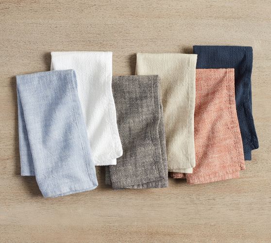 Five Two Everyday Cloth Napkins, 100% Cotton, Reusable, 6 Colors