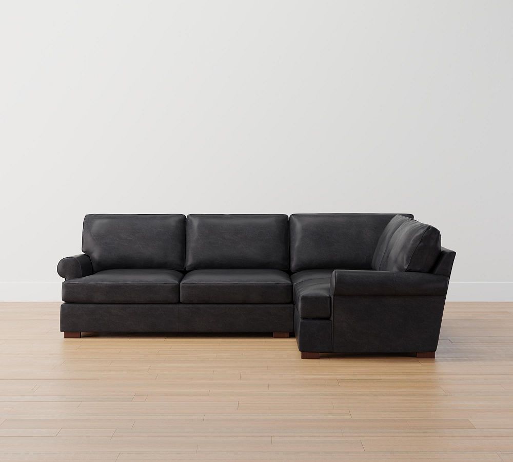 Townsend Roll Arm Leather 3-Piece Sectional