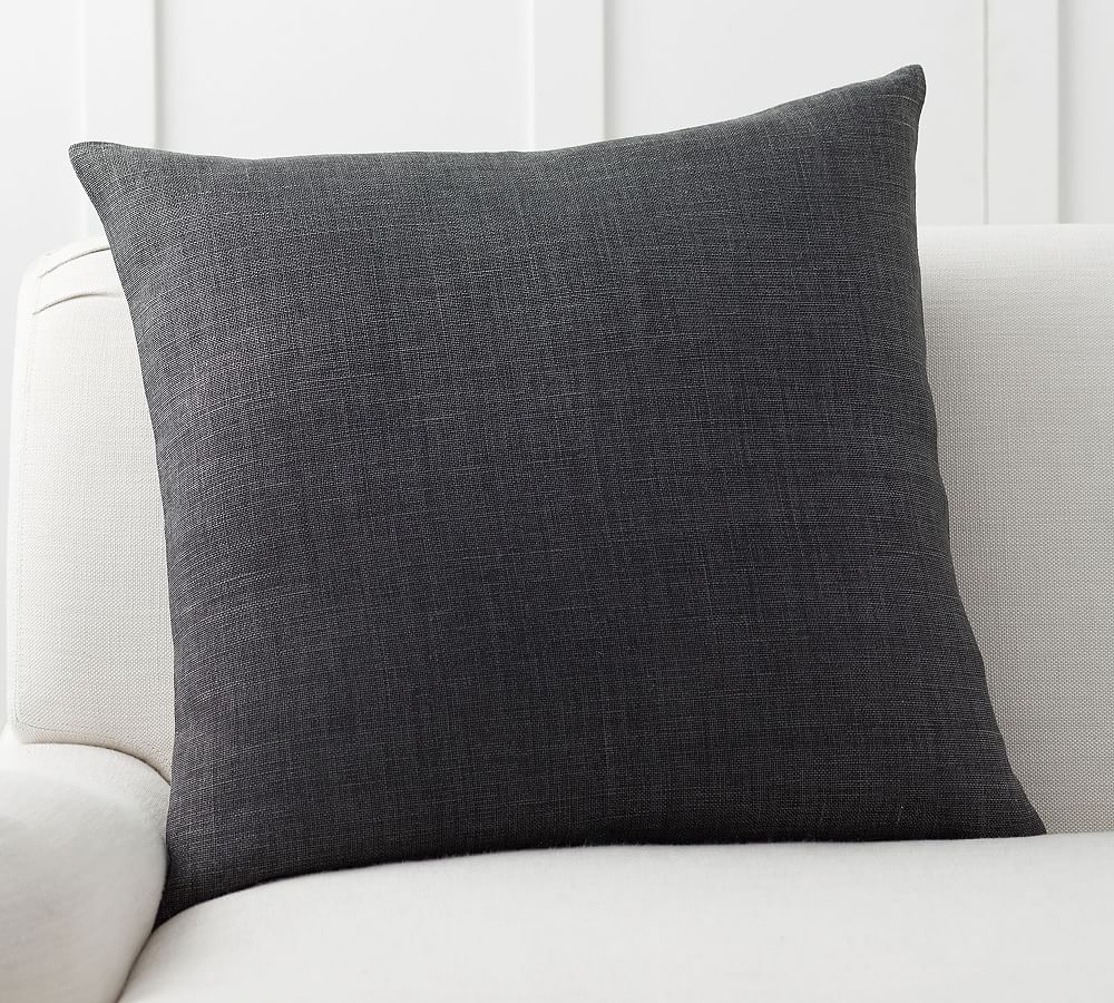 Ebony Belgian Linen Pillow 24" x 24"