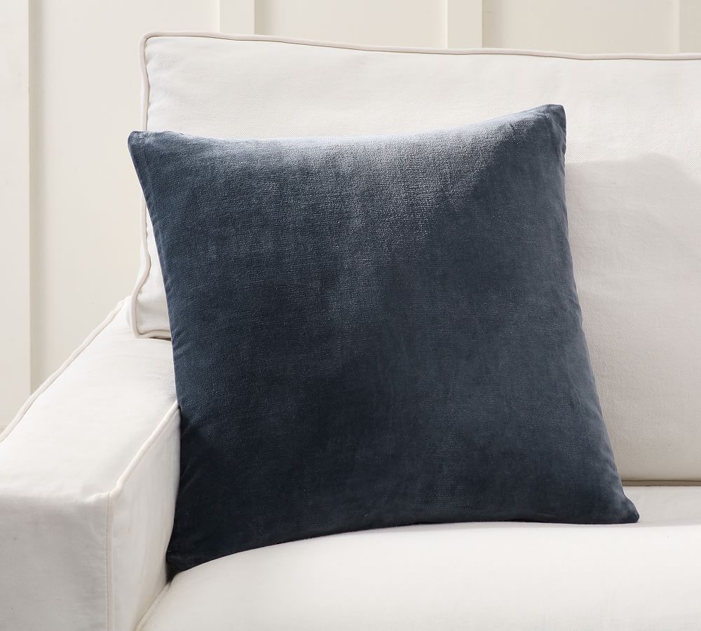 Everywhere Velvet Pillow in Steel Blue with Down Alternative Insert