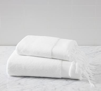 2pcs/1set White Classic Tassel Towel Set, Thicken & Absorbent