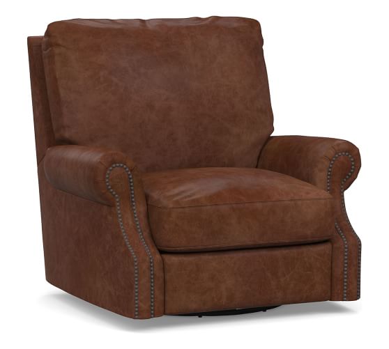James Leather Swivel Chair | Pottery Barn