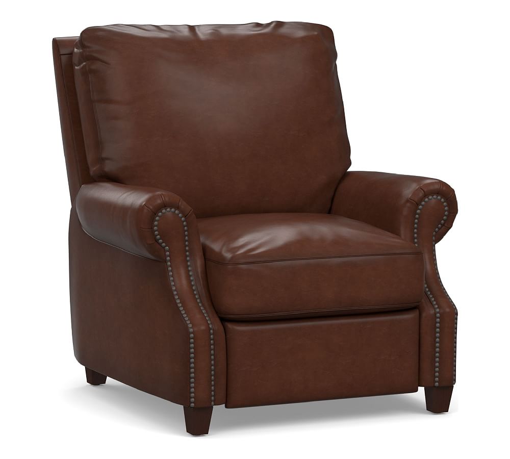 Pottery barn grayson leather swivel deals recliner