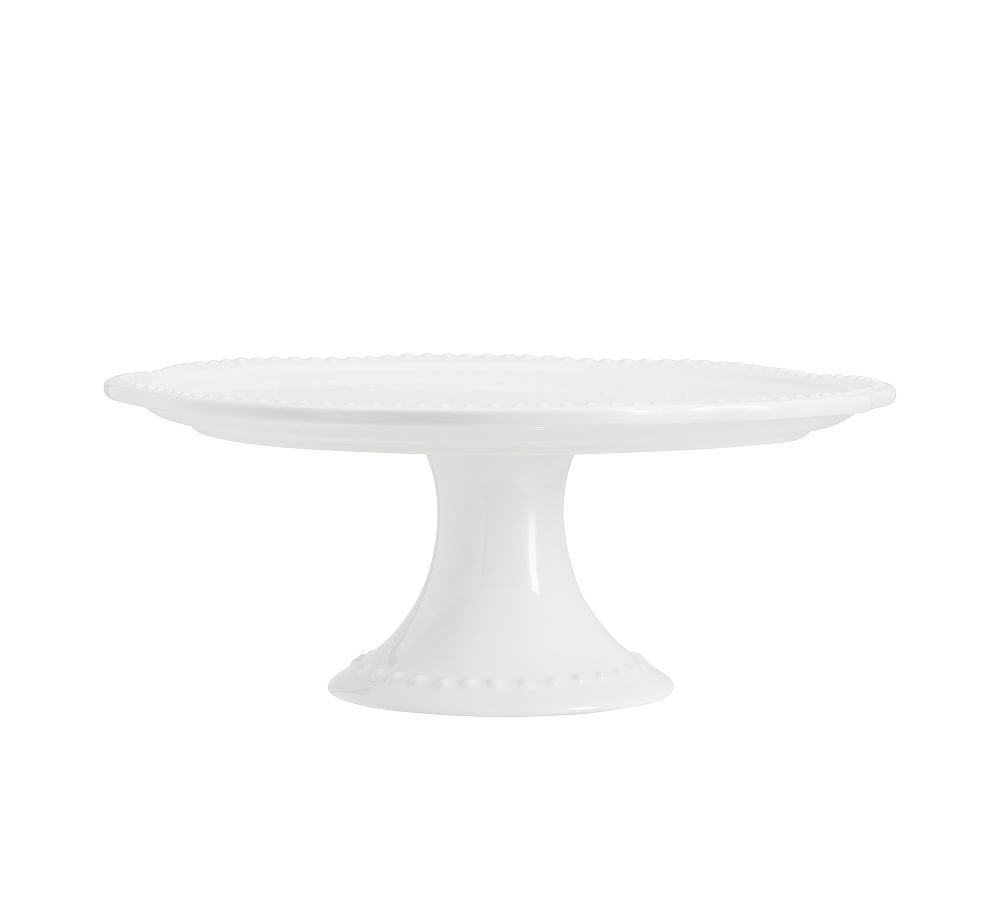 Emma Beaded Stoneware Cake Stand true white
