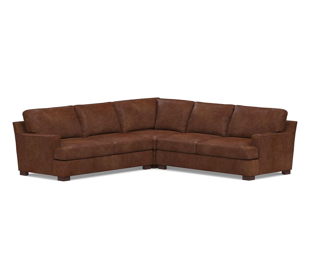 Townsend Square Arm Leather 3-piece L-sectional 