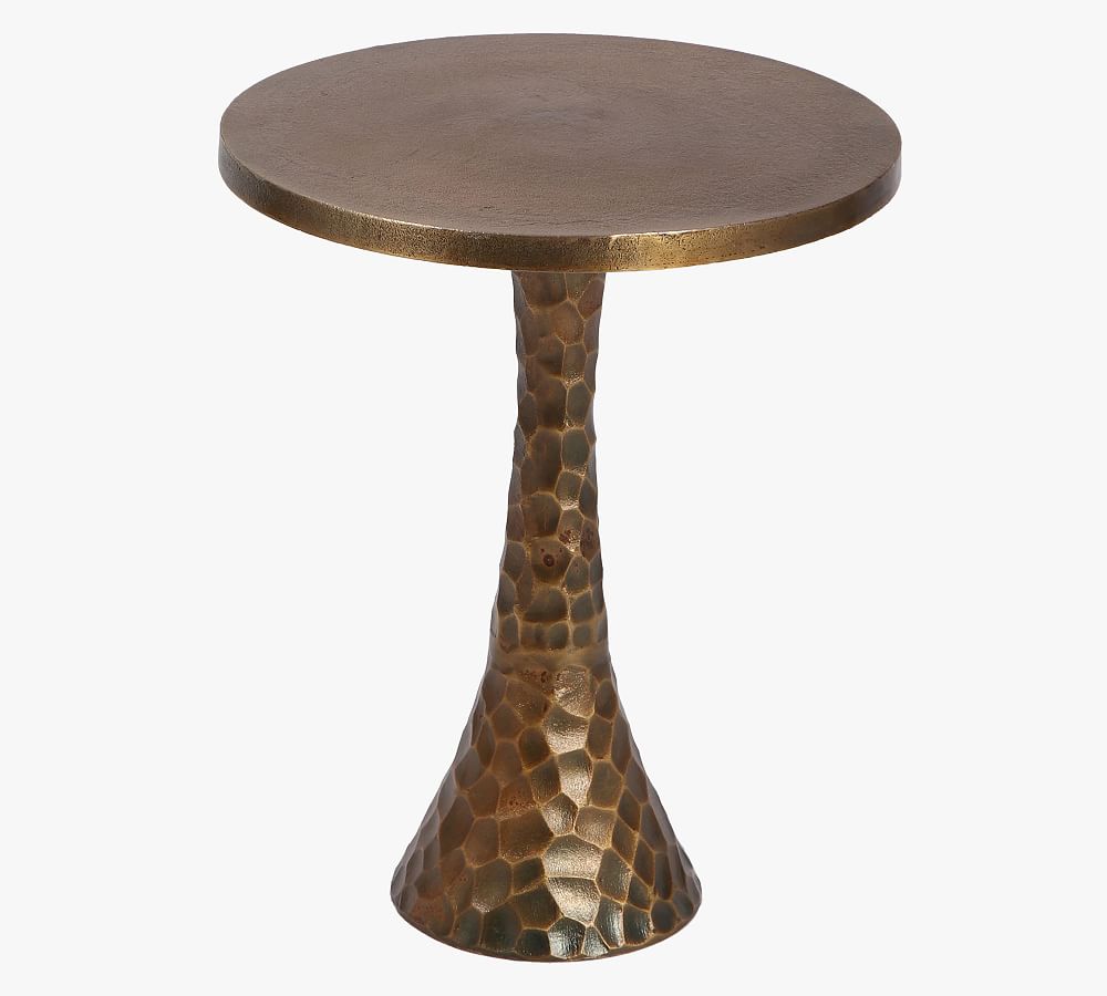Jessalyn Round Hammered Metal Accent Table