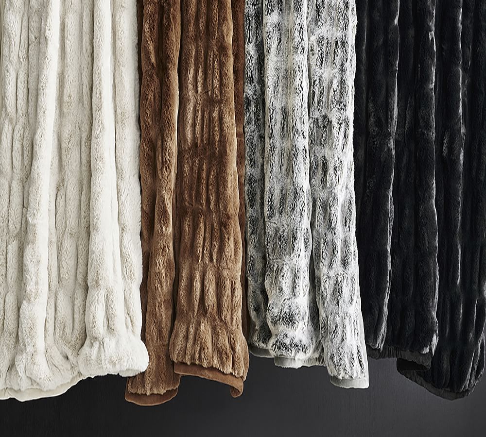 Faux Fur Ruched Throw Blankets Pottery Barn