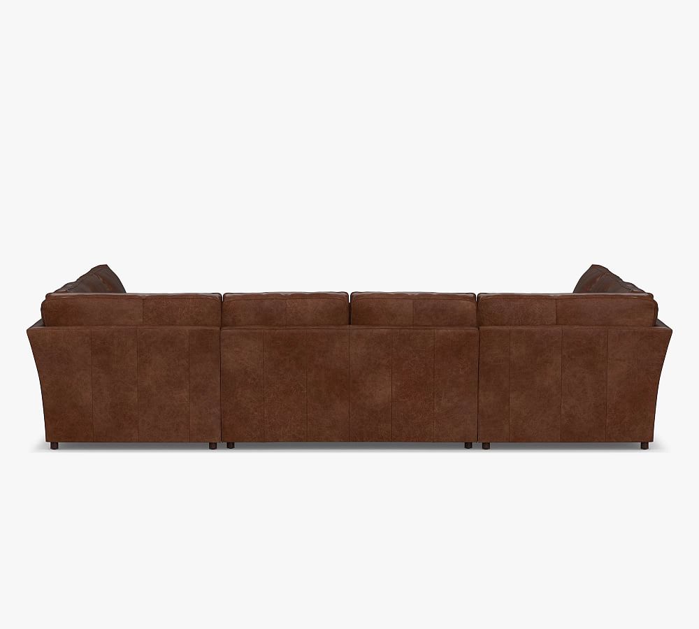 Brown leather store u shaped sectional