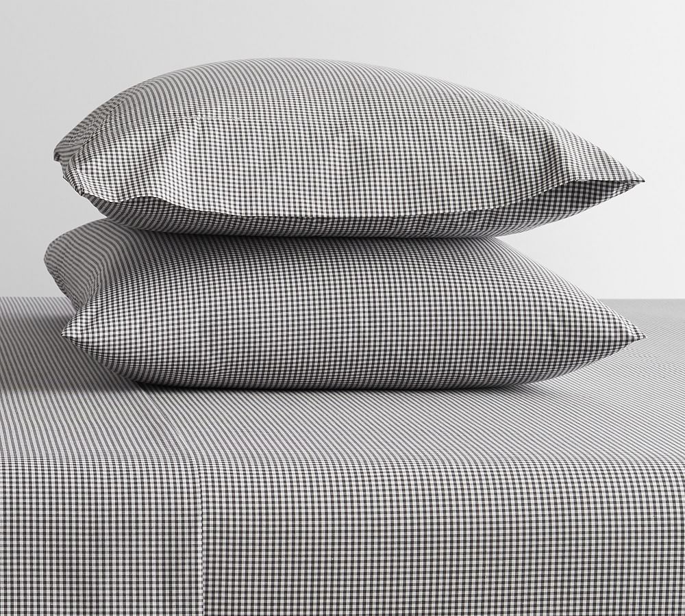 Micro Gingham Organic Percale Pillowcases - Set of 2