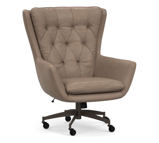 Wells Leather Petite Swivel Armchair