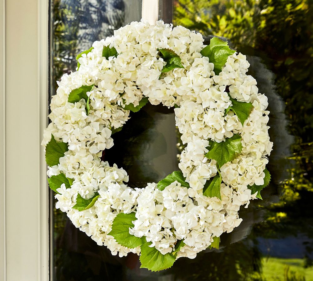 Faux Mixed White Hydrangea Wreath