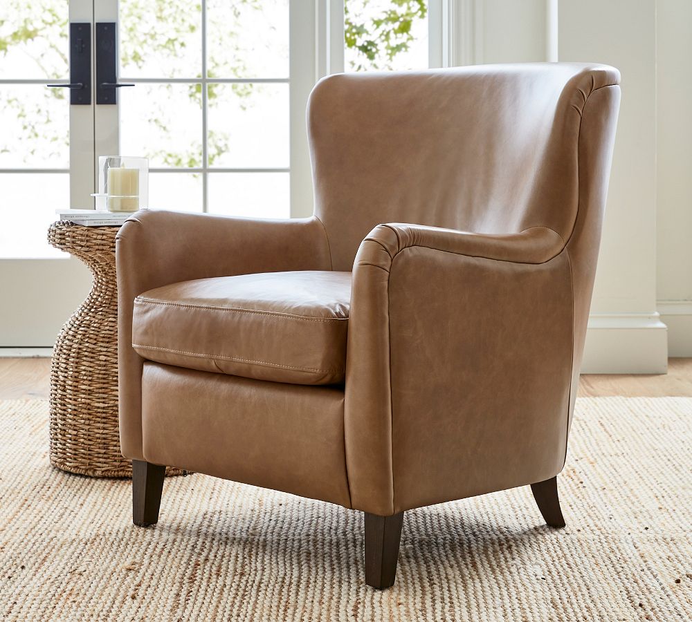 Pottery barn leather lounge chair new arrivals