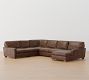 Turner Square Arm Leather 4-Piece Chaise Sectional (137&quot;&ndash;142&quot;)