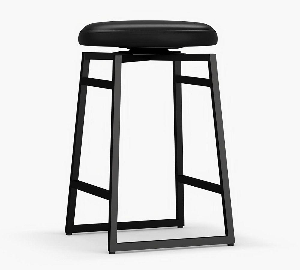 Hardy Leather Backless Swivel Counter Stool Pottery Barn