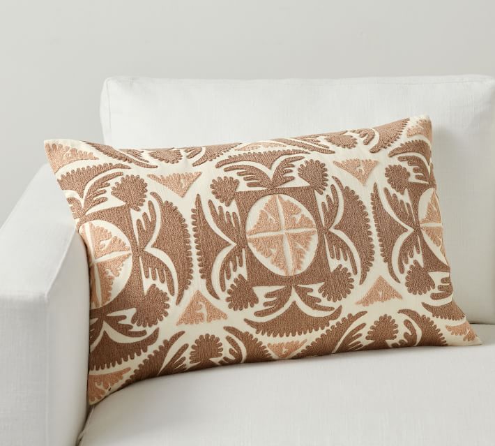 Zea Embroidered Lumbar Pillow