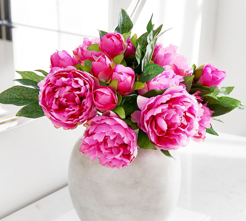 Faux Peony Bundle Artificial Flowers Pottery Barn