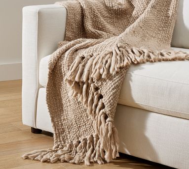 Textured Basketweave Knit Throw | Pottery Barn