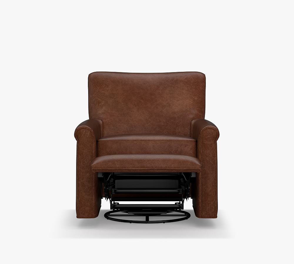 Irving roll arm leather recliner hot sale