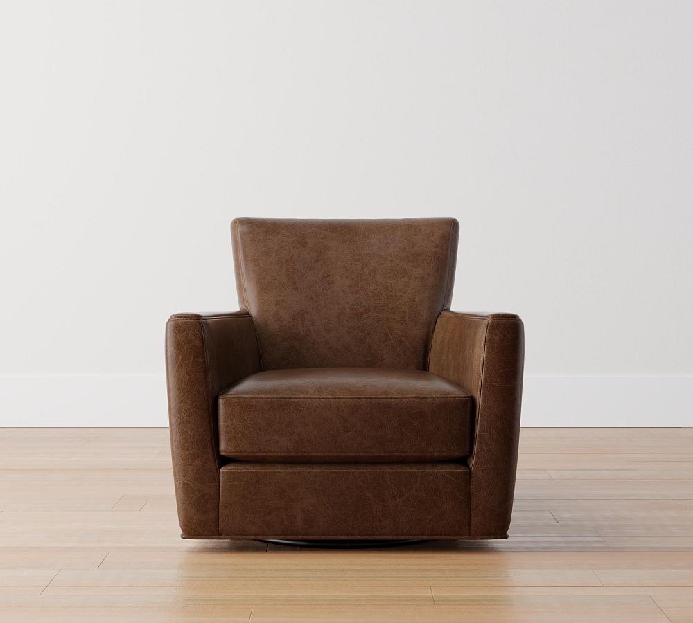 Irving Square Arm Leather Swivel Chair