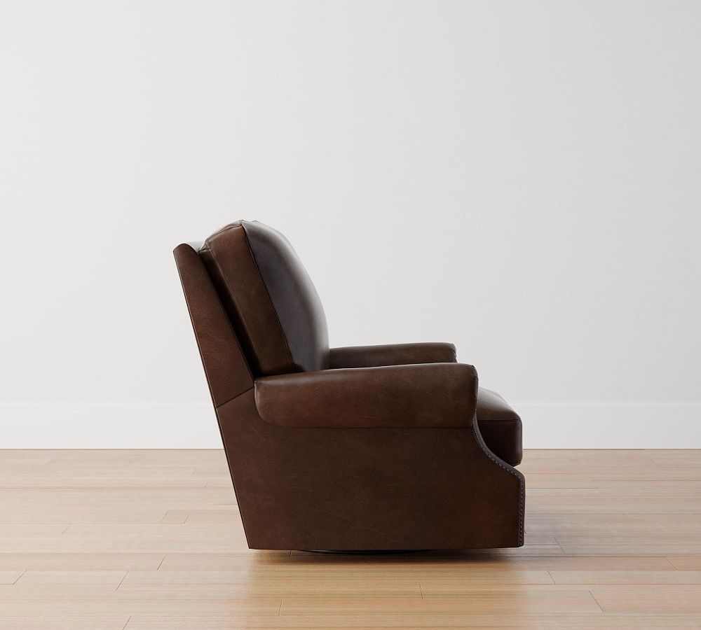 James Leather Swivel Chair | Pottery Barn