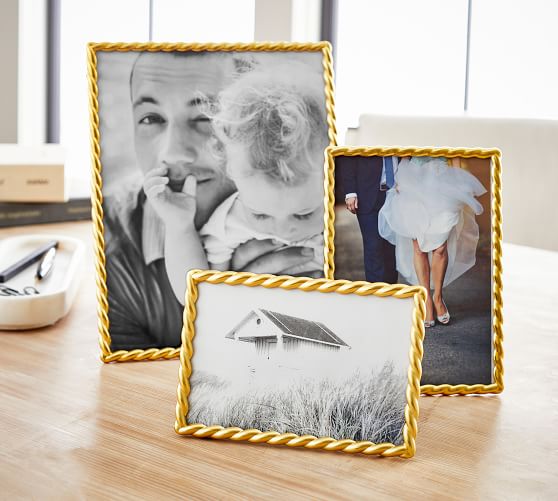 Elegant Black or White with gold matting and Gold Picture Frame for 4x6  Photo with Double Matting - Three interchangeable mats for custom layout.  Overall size is 11.5 x 9