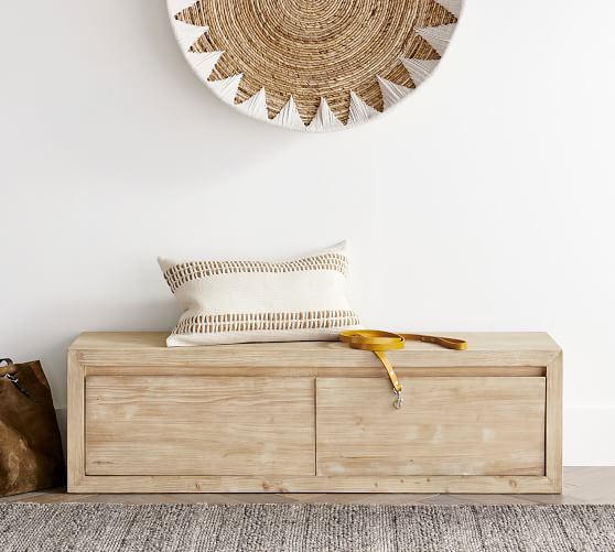 Slim store storage bench