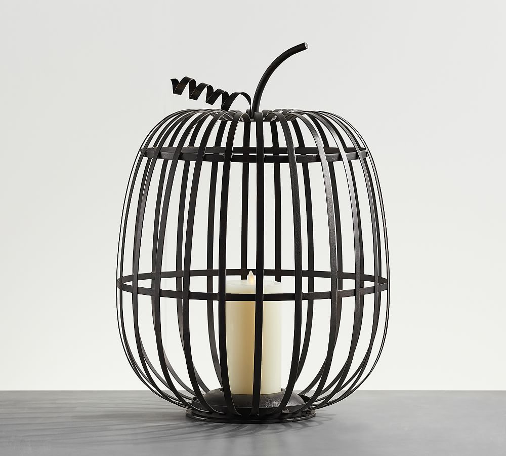 Outdoor Black Metal Pumpkin Cloche Pottery Barn