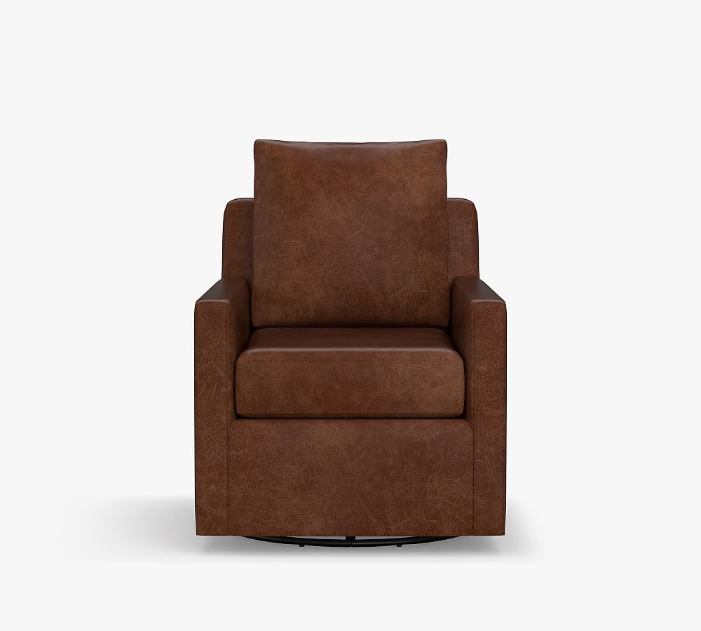 Ayden Square Arm Leather Swivel Glider