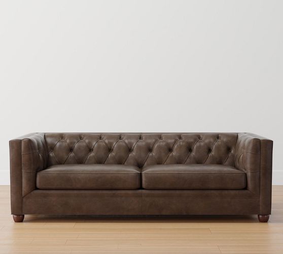 Chesterfield Square Arm Leather Sofa Pottery Barn