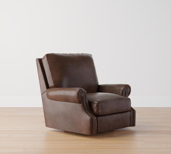James Leather Swivel Chair | Pottery Barn