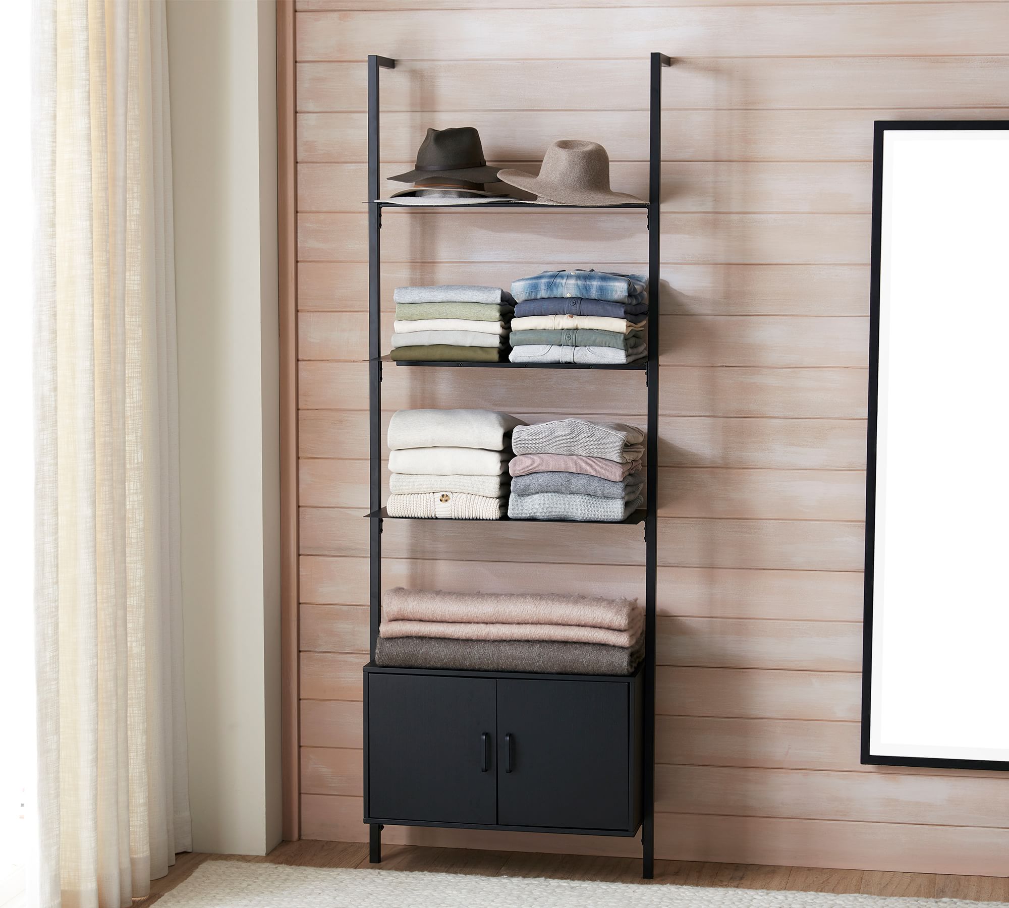 Temple Street Three Tier Shelf With Cabinet (30")