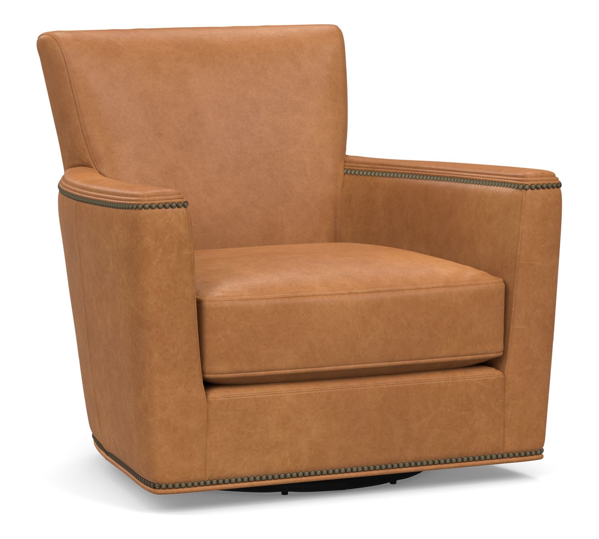 Open Box: Irving Square Arm Leather Swivel Chair