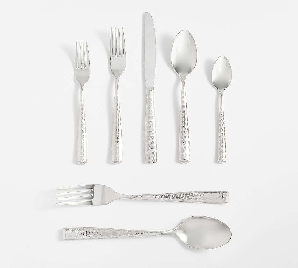 Shiny Hammered Handcrafted Flatware 42-Piece Set
