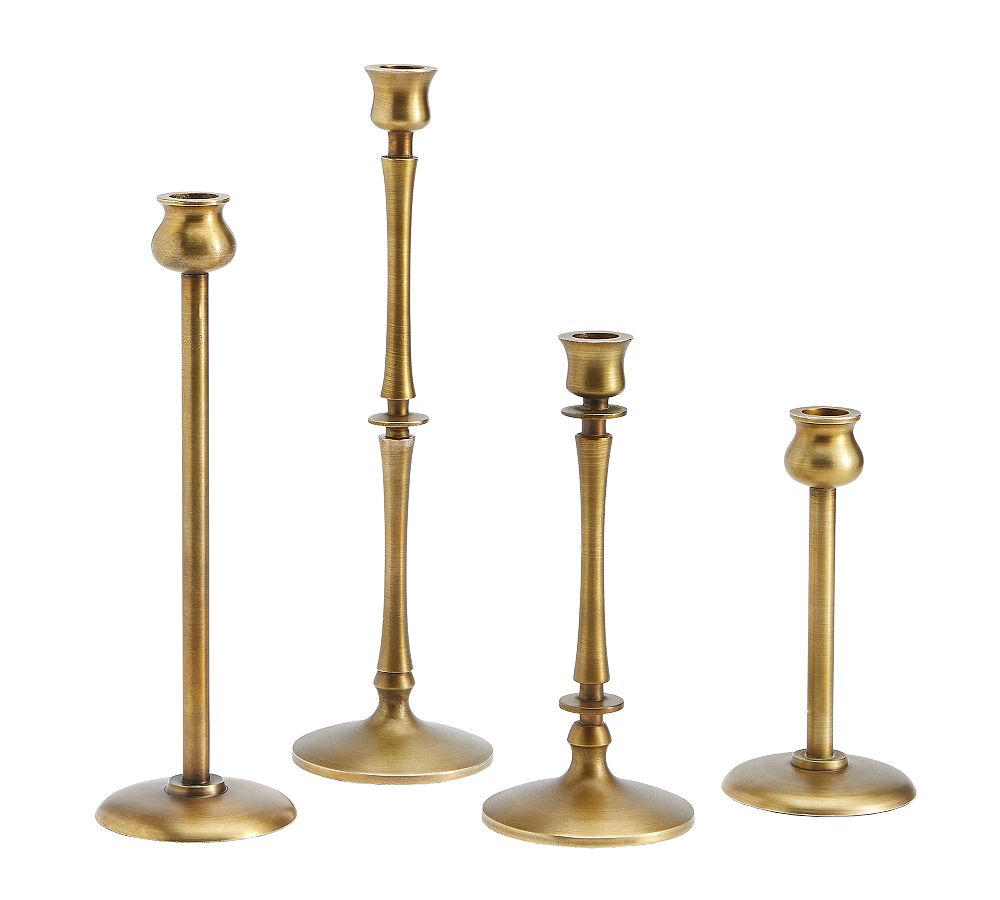 Booker Taper Candleholders, Brass, Set of 4