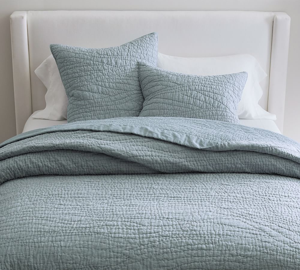 Belgian Flax Linen Handcrafted Quilt (Chambray)