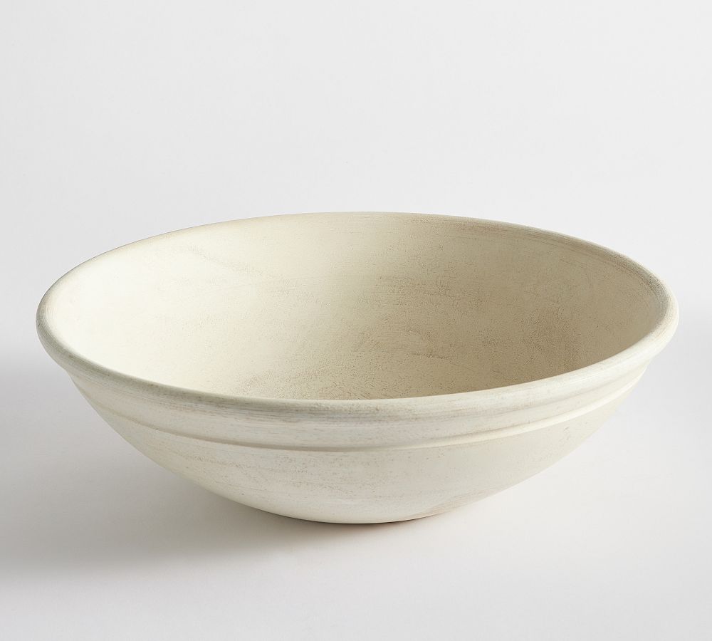 Turned Wood Serving Bowl: White Wash